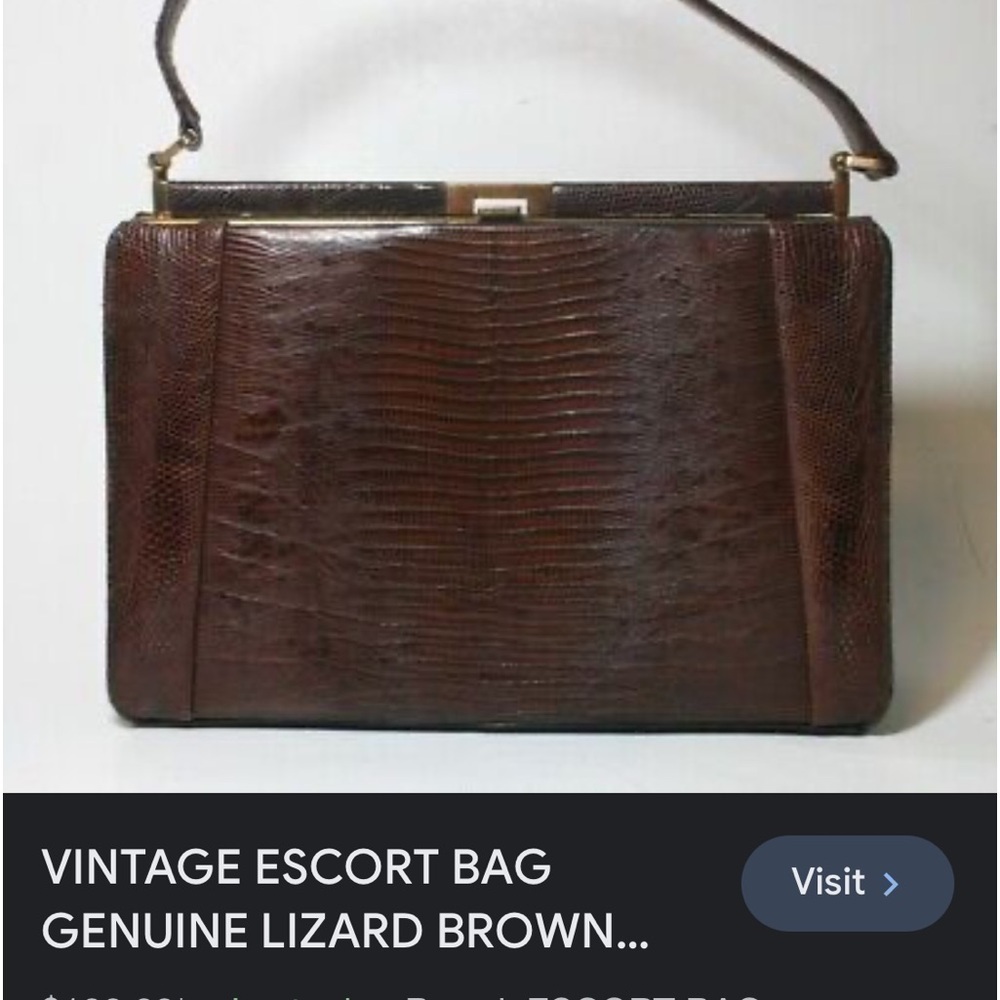 Escort bag brown lizard (missing strap) - Picture 3 of 11